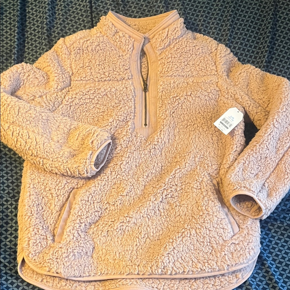 NWT Time and Tru Rose Quartz Dusty Rose Pink Sherpa Pullover